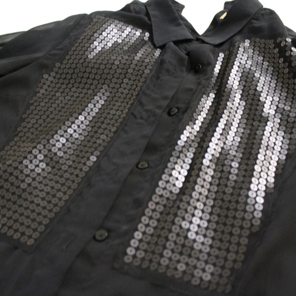 Black long sleeve sequin shirt - Picture 2 of 2